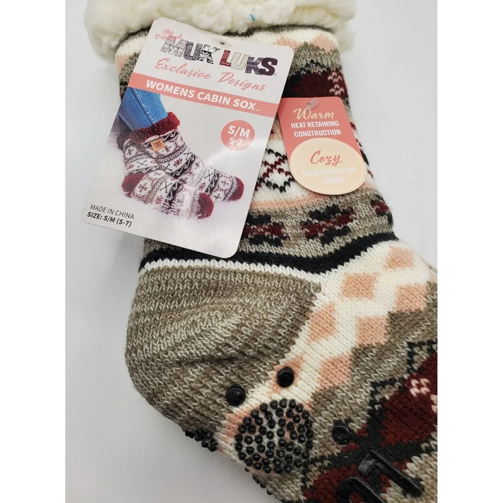 Women's Muk Luks Cabin Sox Socks Sz S/M (5-7) Pink Wine‎